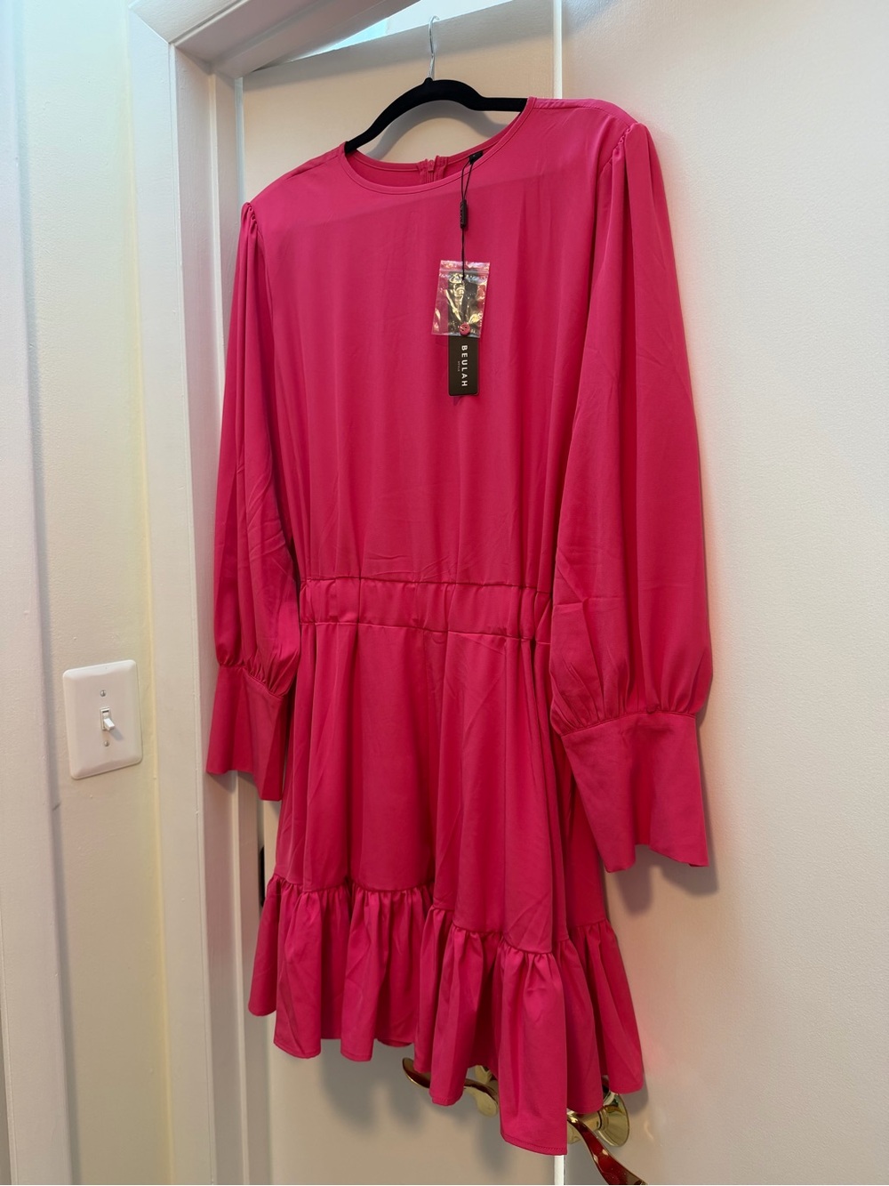 NWT Hot Pink Beulah Flounce Dress - Picture 3 of 11